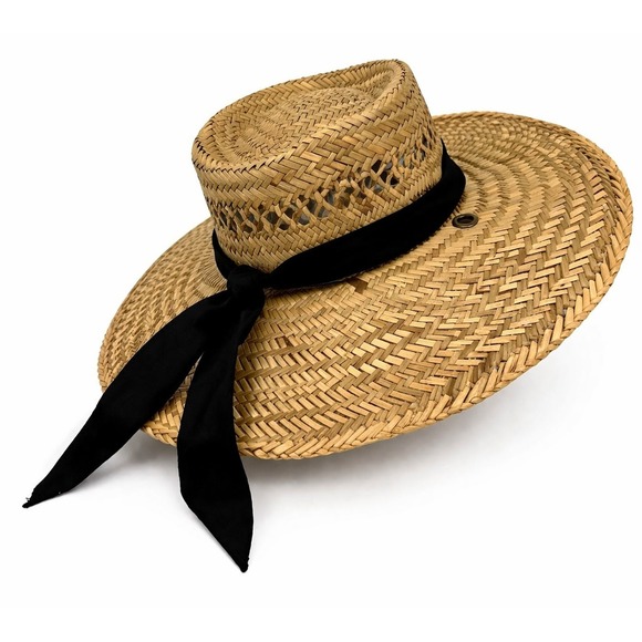 Dorfman Pacific Co. Accessories - Dorfman Pacific Women's Straw Fedora Hat Black Ribbon Band Wide Brim Summer Sun